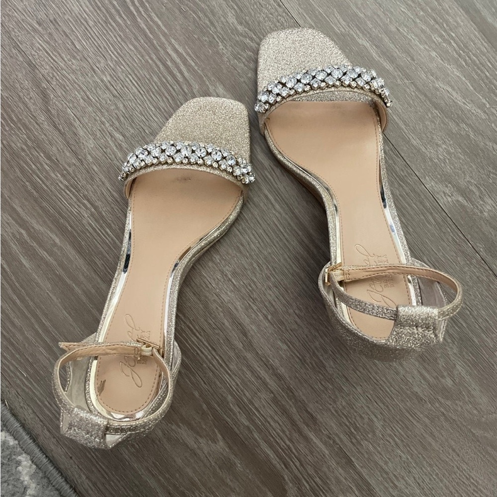 Bradgley Mischka Gold Wedges with Jewels- Size 9